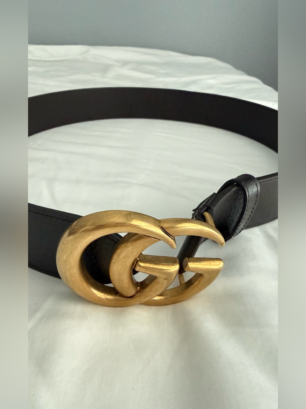 Gucci Darkest brown Leather Belt with Gold Double-G  size 75